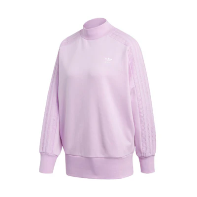 (Women) adidas Laced Crew Sweatshirt Purple - Lace Detail Ribbed Pullover FU1743