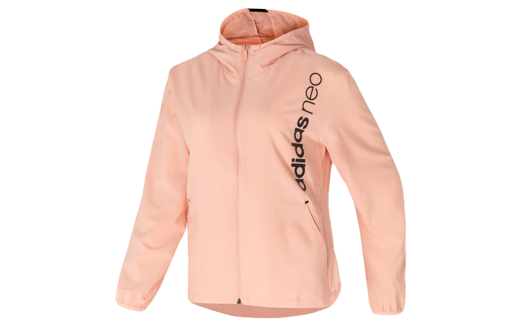 (Women) adidas Letter Print Hoodie Jacket Gray/Pink FL4426
