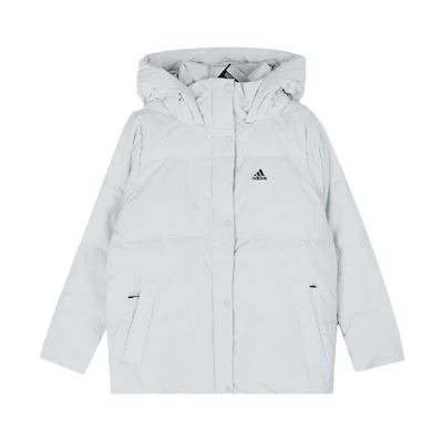 (Women) adidas Light Puffer Hooded Jacket in Light Blue - Winter Windproof EH3983