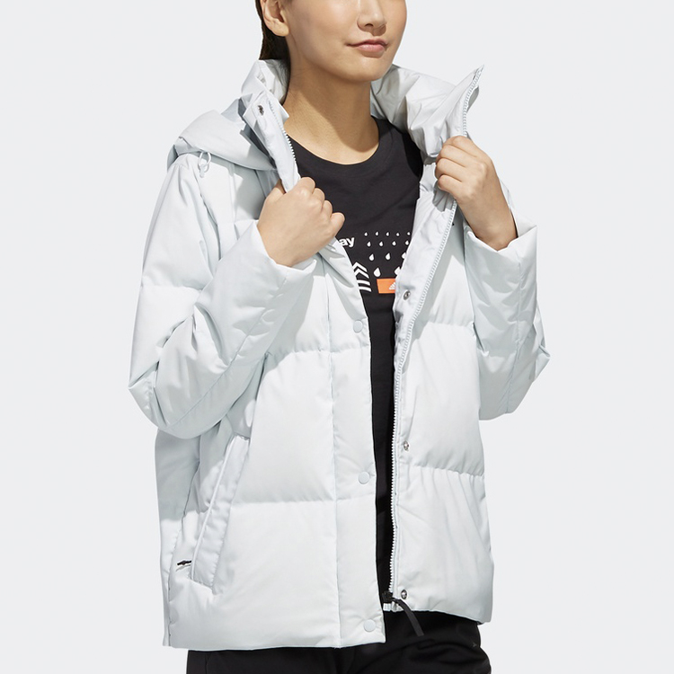 Shop (W) adidas 輕羽絨連帽外套淺藍色 - 冬季防風 EH3983