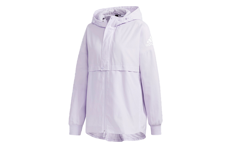(Women) adidas Light Purple Logo Print Hooded Sports Jacket FM9258