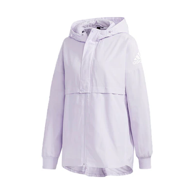 (Women) adidas Light Purple Logo Print Hooded Sports Jacket FM9258