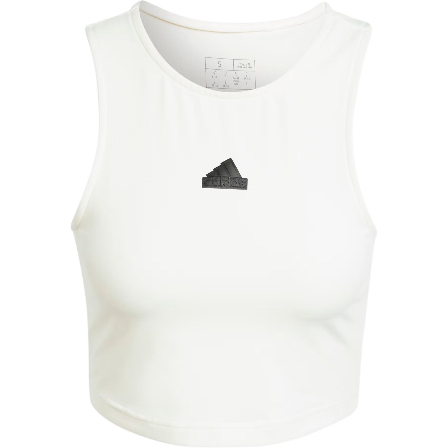 (Women) adidas Logo Cropped Sleeveless Tank Top White JD8185