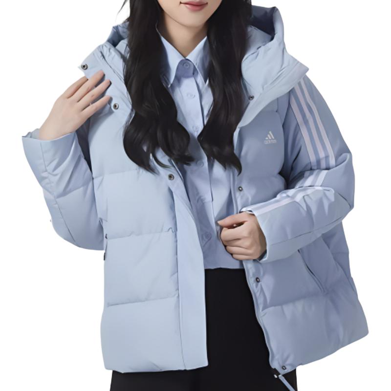 Purchase (W) アディダス ロゴプリント 3ストライプ フード付きダウンジャケット ミラクルブルー IT8718
