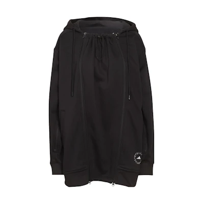 (Women) adidas Logo Print Zip Pullover Sweatshirt Black HI6024