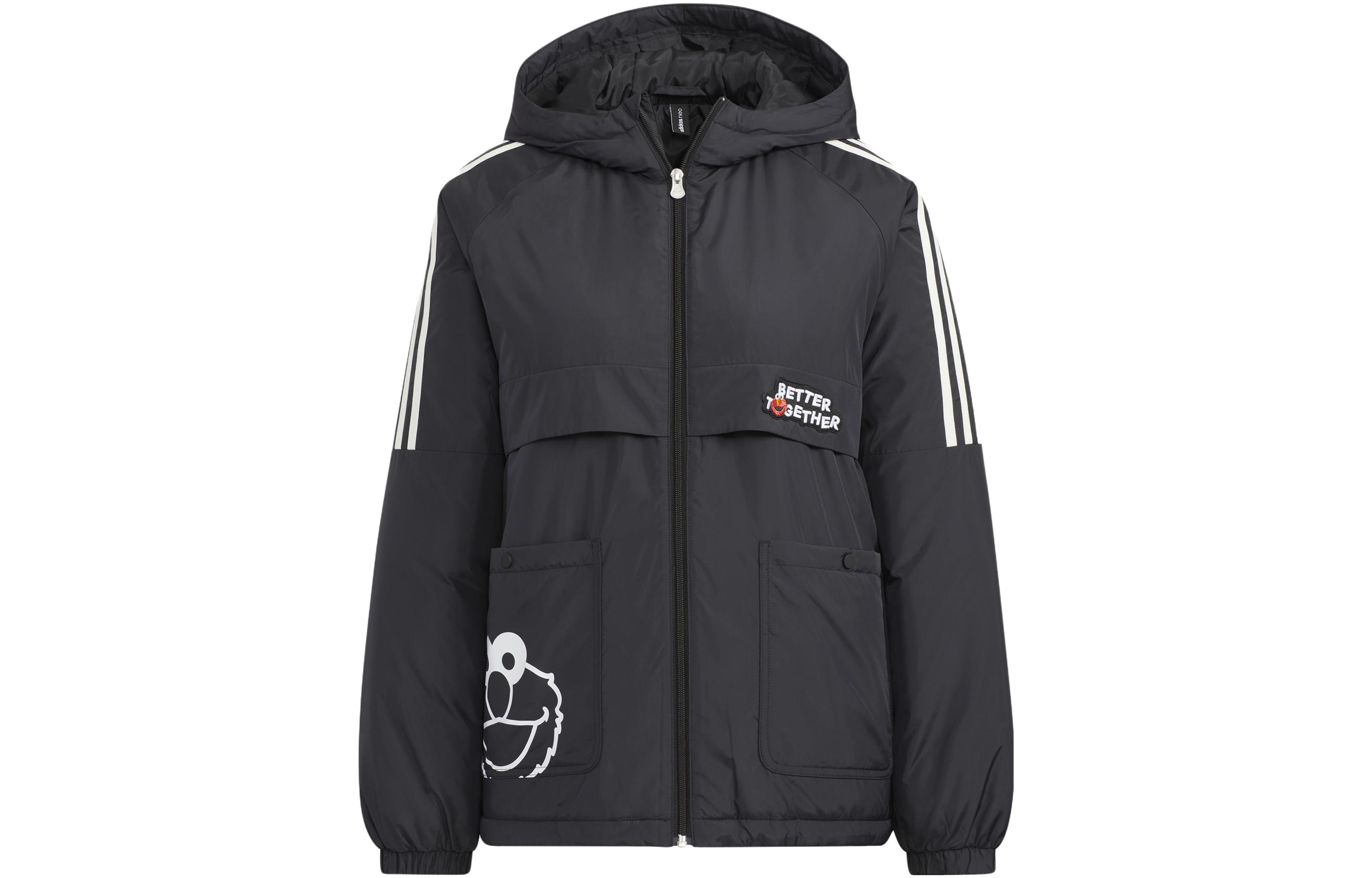 (Women) adidas Logo Printed Hoodie Jacket - Black HM7478