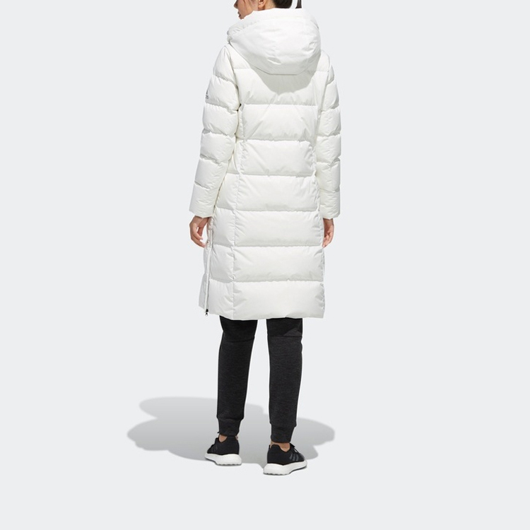 Purchase (Women) adidas Long Down Parka White Winter Coat with Hood EH3986