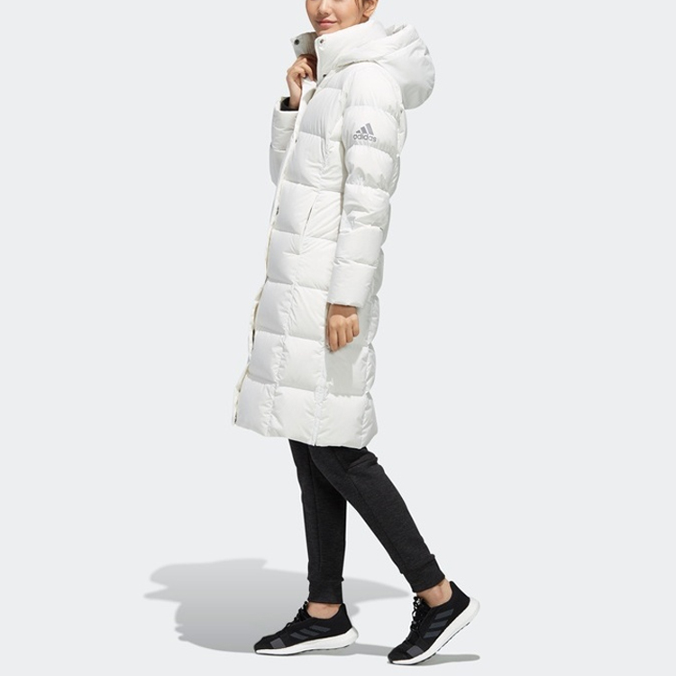 Details for (Women) adidas Long Down Parka White Winter Coat with Hood EH3986