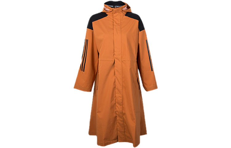 (Women) adidas Long Windbreaker Jacket with Hood - Khaki Brown ED1409