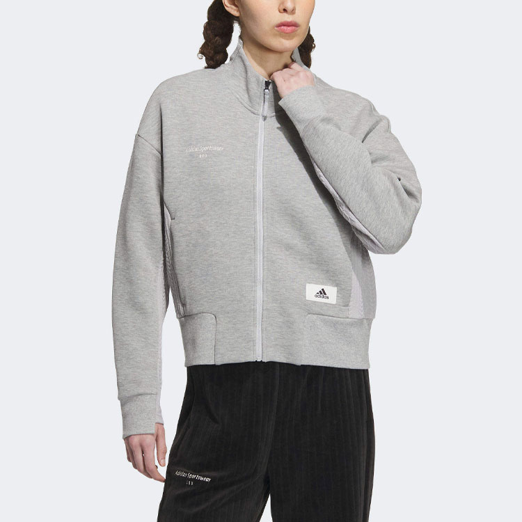 (Women) adidas Lounge Jacket Gray - Solid Logo Casual Sportswear Jacket IP0757 圖 3