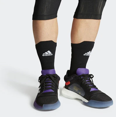 (W) adidas Marquee Boost Low ''Nero Core/Rosso Solare/Viola Attivo'' EE8571 Details for (W) adidas Marquee Boost Low ''Nero Core/Rosso Solare/Viola Attivo'' EE8571