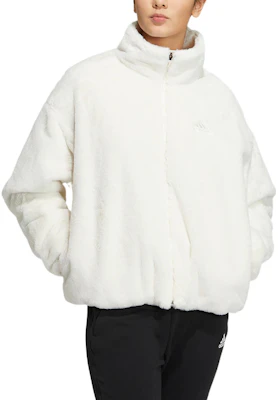 (Women) adidas Met Fur Jacket T1 White Zip-Up with Logo Embroidery HM7102 Lookbook (Women) adidas Met Fur Jacket T1 White Zip-Up with Logo Embroidery HM7102