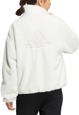 (Women) adidas Met Fur Jacket T1 White Zip-Up with Logo Embroidery HM7102 Shop (Women) adidas Met Fur Jacket T1 White Zip-Up with Logo Embroidery HM7102
