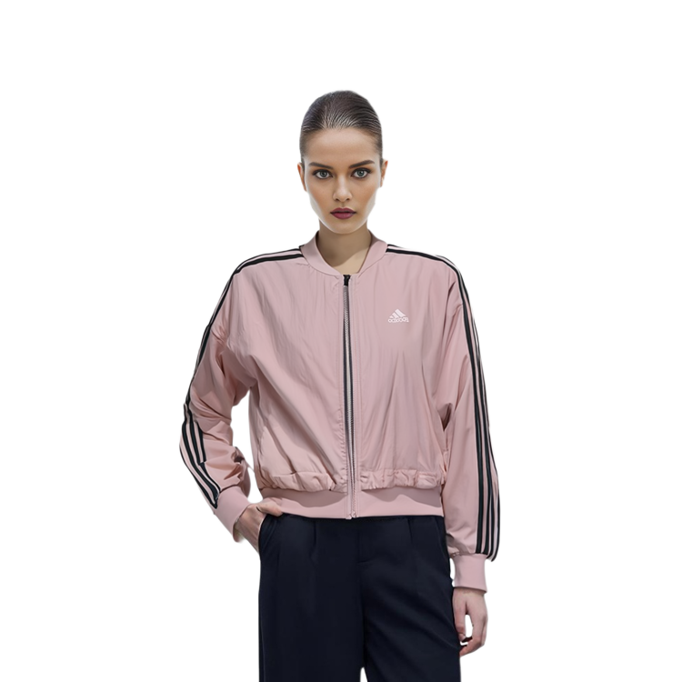 Sizing (W) adidas MH Bomber Logo Cetakan Jaket Fleece Musim Sejuk Wanita Pink GM1412