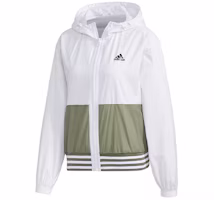 (Women) adidas MH FEM WB White Hooded Windbreaker Jacket GF0129 (Women) adidas MH FEM WB White Hooded Windbreaker Jacket GF0129