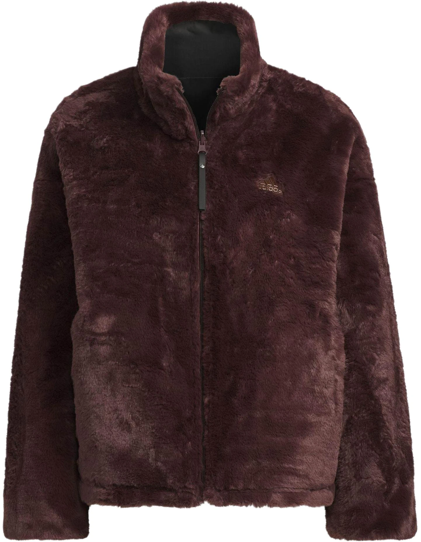 women-adidas-modern-reversible-fur-jacket-dark-gray-brown-casual-long-sleeve-jx-6837