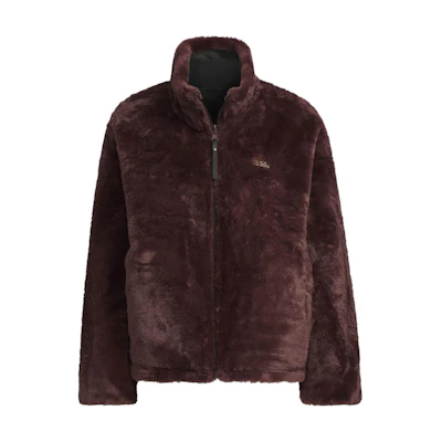 (Women) adidas Modern Reversible Fur Jacket Dark Gray Brown Casual Long Sleeve JX6837