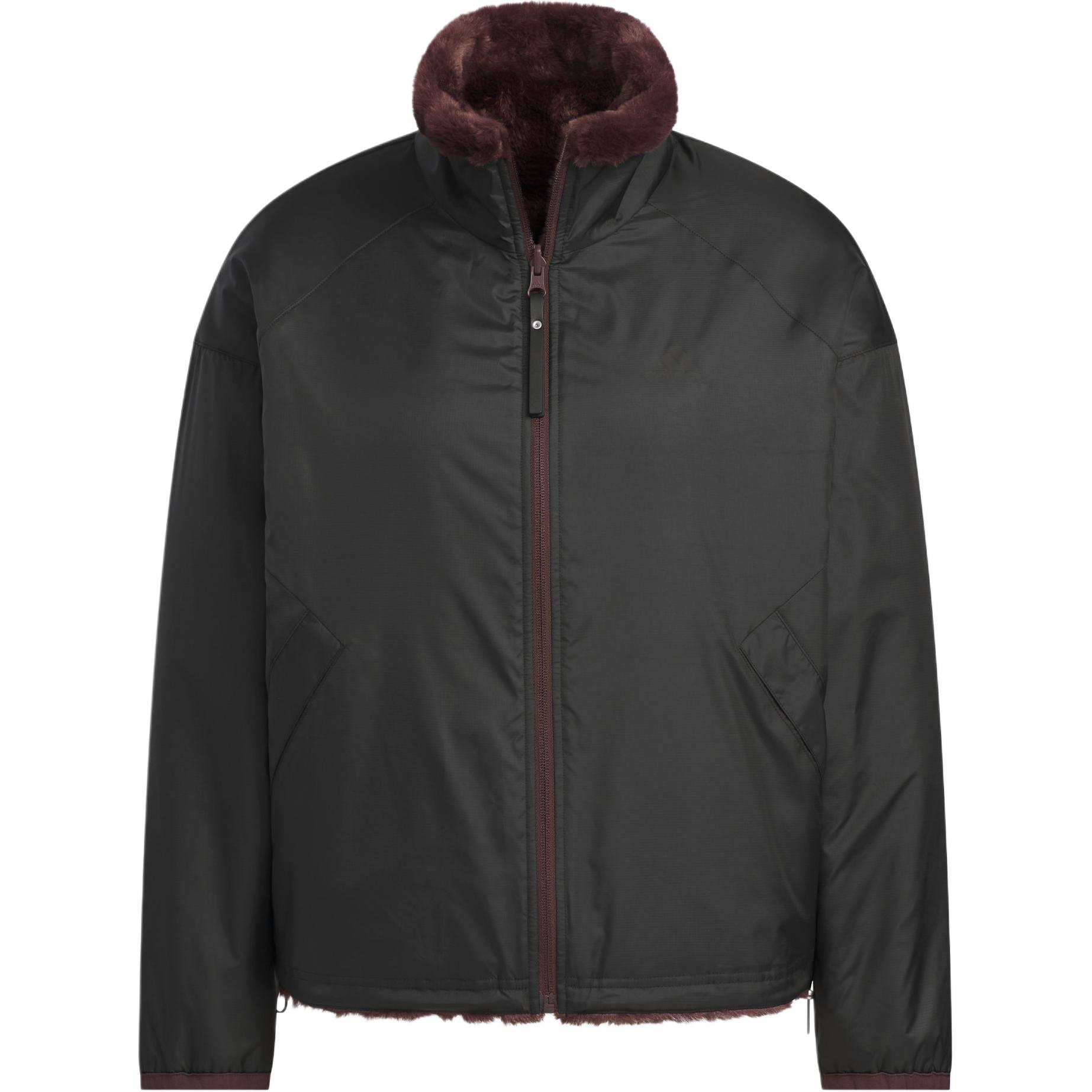 Lookbook (Women) adidas Modern Reversible Fur Jacket Dark Gray Brown Casual Long Sleeve JX6837