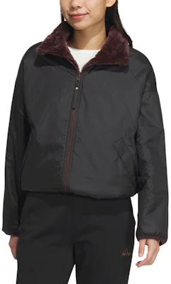 (Women) adidas Modern Reversible Fur Jacket Dark Gray Brown Casual Long Sleeve JX6837 Details for (Women) adidas Modern Reversible Fur Jacket Dark Gray Brown Casual Long Sleeve JX6837