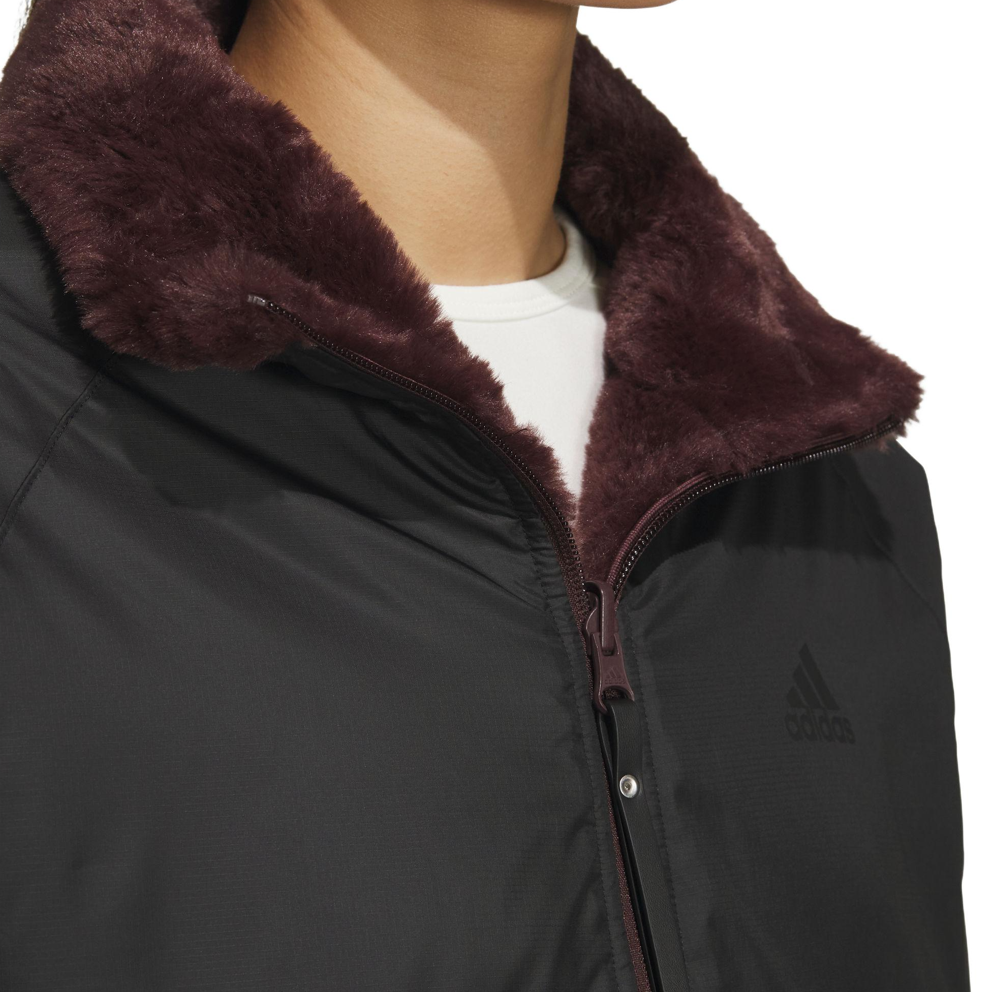 Sizing (Women) adidas Modern Reversible Fur Jacket Dark Gray Brown Casual Long Sleeve JX6837