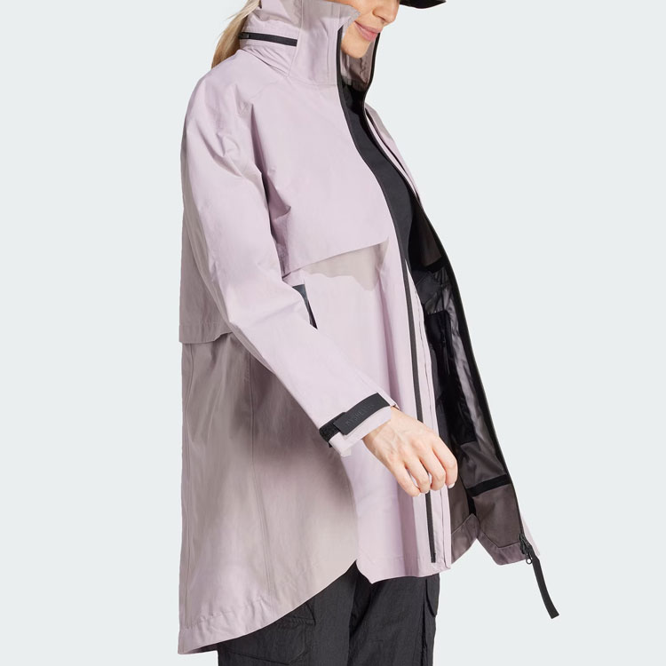 Purchase (W) adidas Myshelter Rain.Rdy Chaqueta Parka Capucha Rosa Claro a Rayas Colorblock IR6158