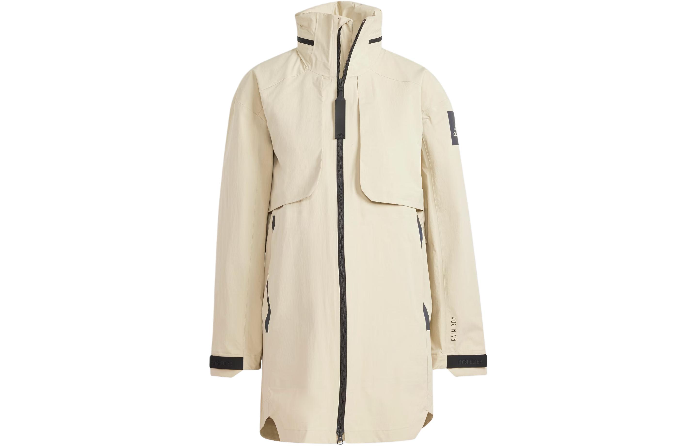 Order (W) 阿迪达斯Myshelter Rain.Rdy拼色连帽夹克草原棕色. IR6159