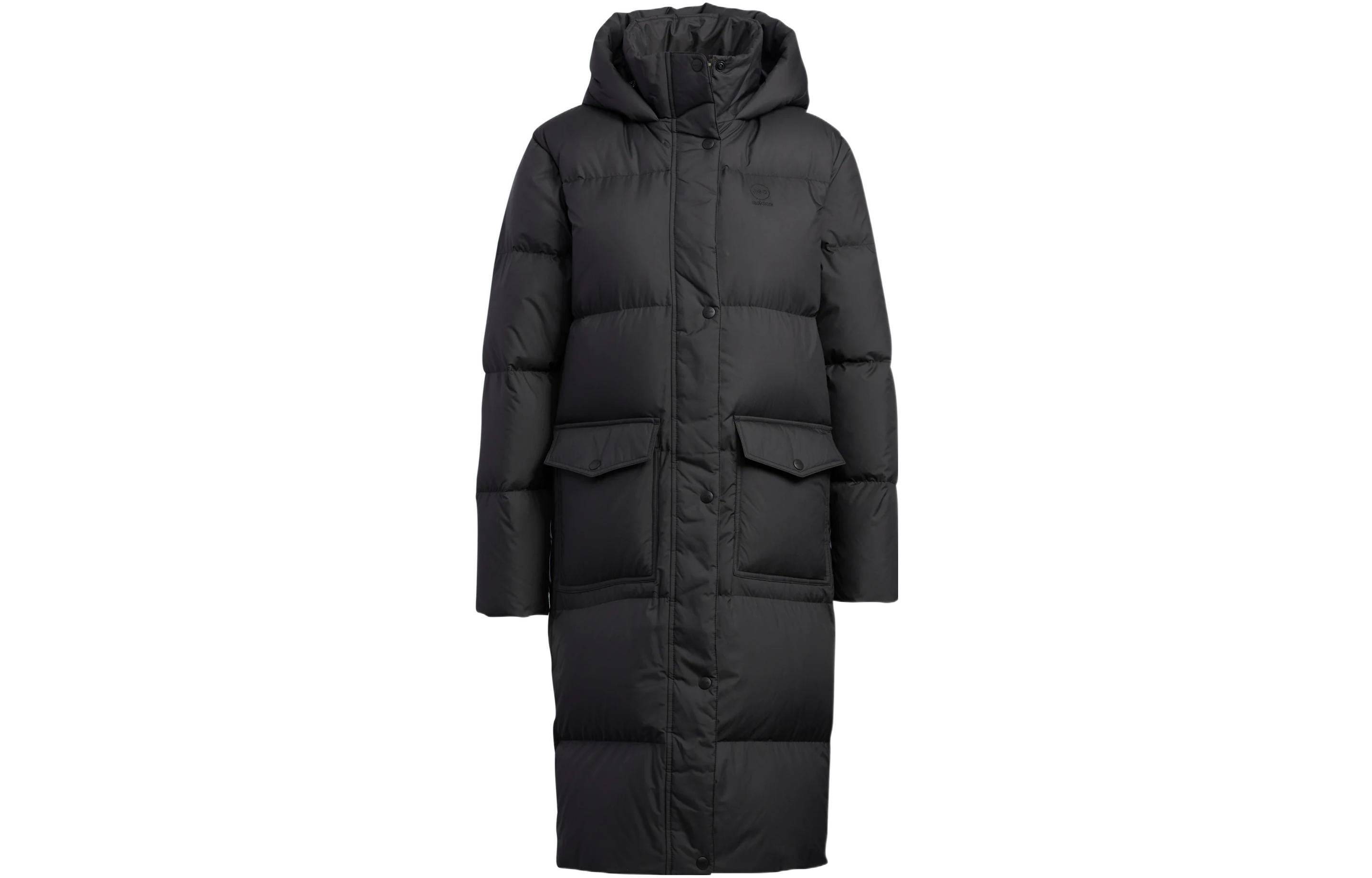 (Women) adidas Neo  Black Logo Print Striped Zip-Up Puffer Jacket. HN2442