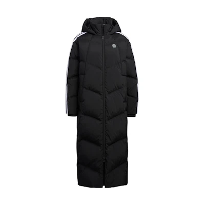 (Women) adidas Neo Long Hooded Down Jacket Black with Logo and Three Stripe Details. HN9866