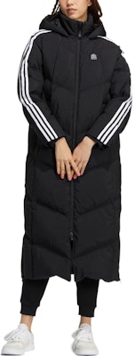 (Women) adidas Neo Long Hooded Down Jacket Black with Logo and Three Stripe Details. HN9866 Lookbook (Women) adidas Neo Long Hooded Down Jacket Black with Logo and Three Stripe Details. HN9866