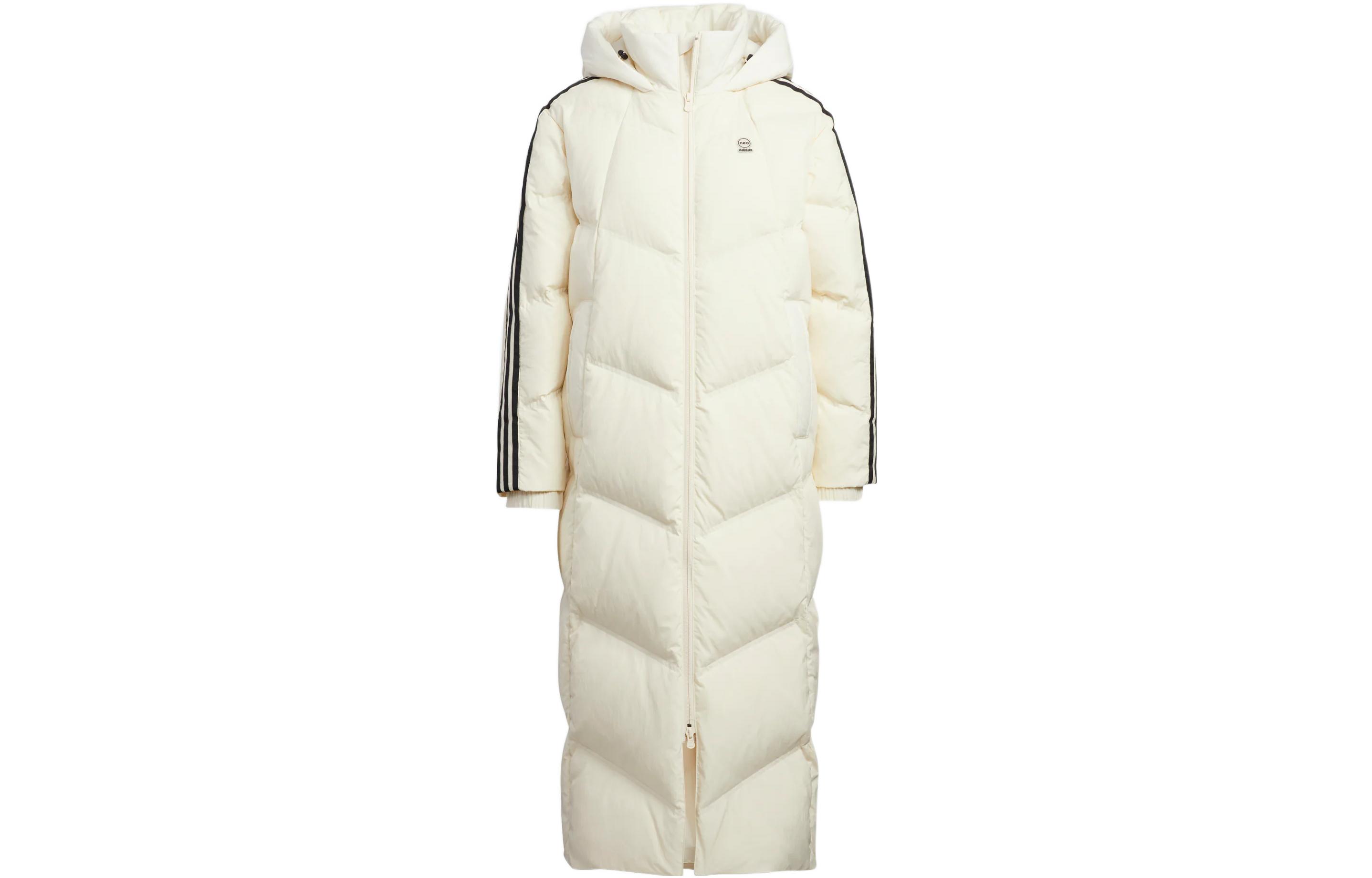 (Women) adidas Neo  White Logo Print Puffer Jacket with Hood and Zipper. HN9865