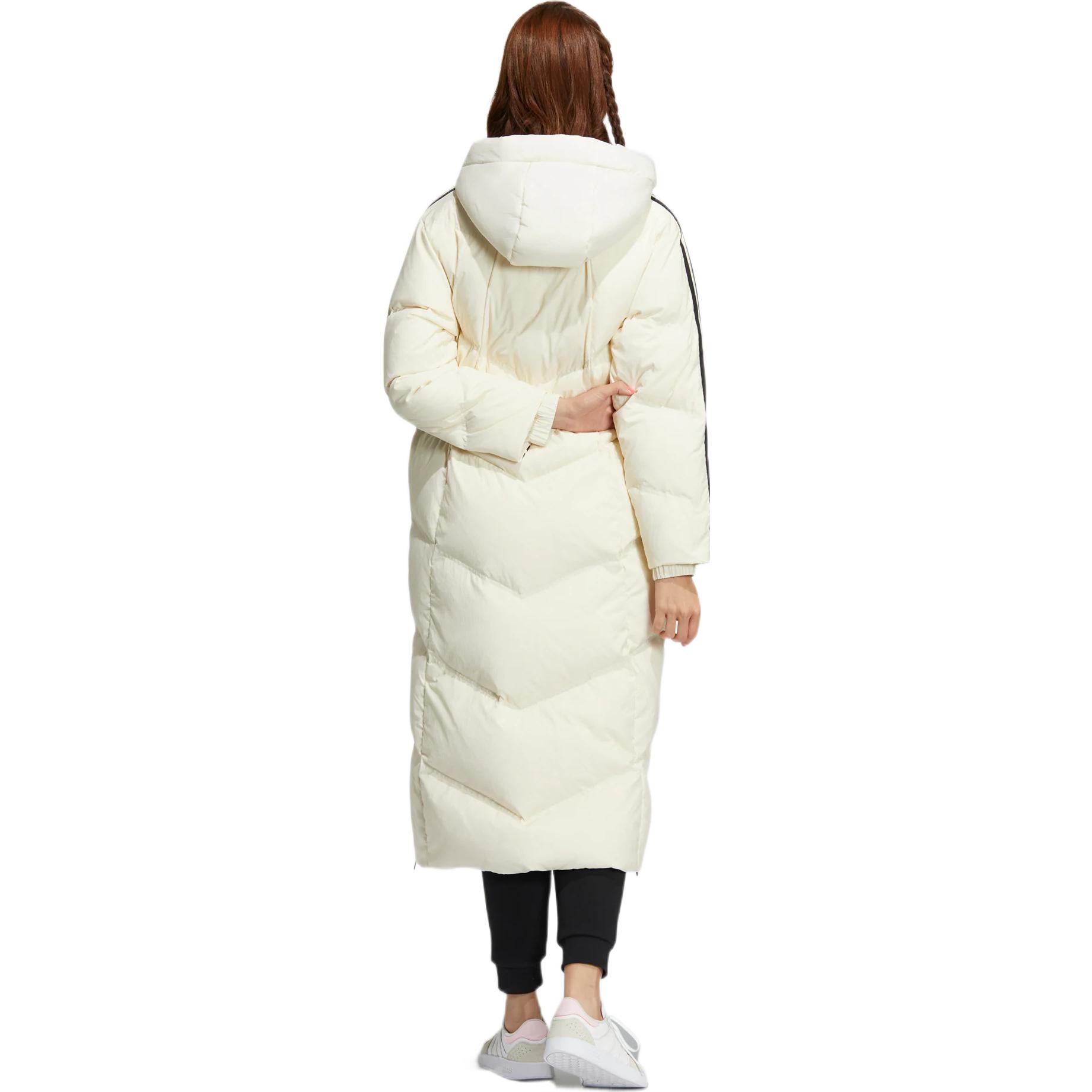 Shop (Women) adidas Neo  White Logo Print Puffer Jacket with Hood and Zipper. HN9865
