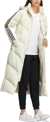 (Women) adidas Neo White Logo Print Puffer Jacket with Hood and Zipper. HN9865 Purchase (Women) adidas Neo White Logo Print Puffer Jacket with Hood and Zipper. HN9865