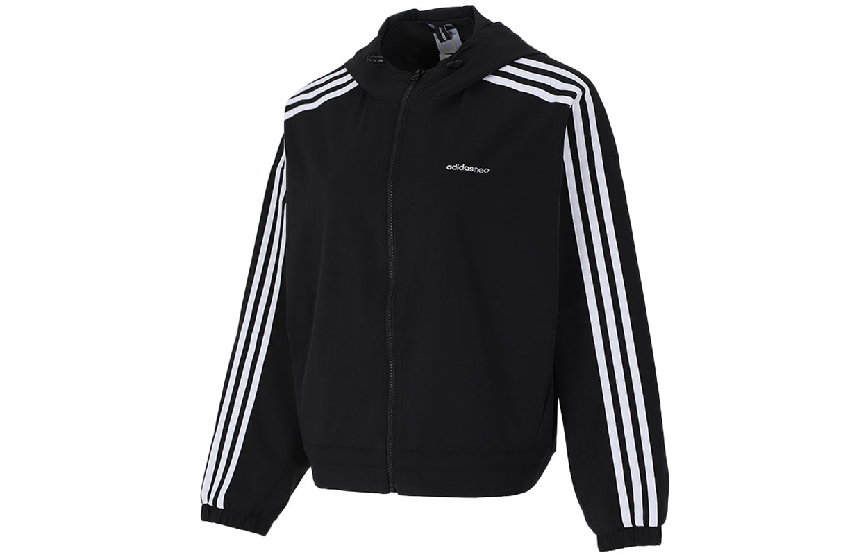 (Women) adidas Neo Black Windbreaker Jacket with Side Stripes H18578