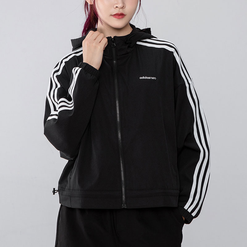 (Women) adidas Neo Black Windbreaker Jacket with Side Stripes H18578 圖 4