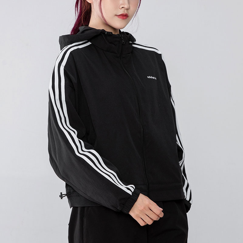 (Women) adidas Neo Black Windbreaker Jacket with Side Stripes H18578 圖 6