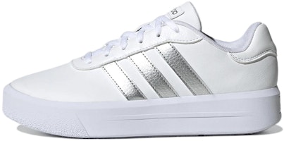 (Women) adidas Neo Court Platform Shoes 'White Silver Metallic' GV8996 (Women) adidas Neo Court Platform Shoes 'White Silver Metallic' GV8996