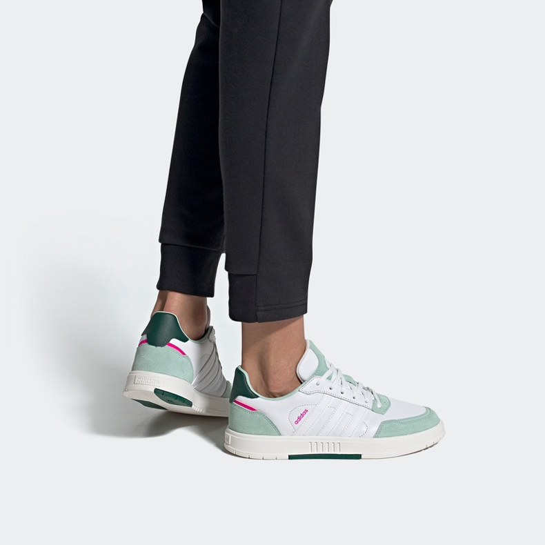 Sizing adidas neo Courtmaster 防滑耐磨輕便 低筒 板鞋 女款 白綠