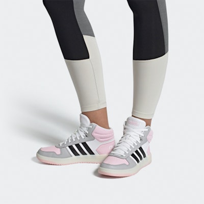 adidas neo Hoops 2.0 Mid 防滑輕便耐磨 中筒 板鞋 女款 白黑粉 Sizing adidas neo Hoops 2.0 Mid 防滑輕便耐磨 中筒 板鞋 女款 白黑粉