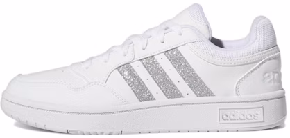 (Women) Adidas Neo Hoops 3.0 Low Cut Tennis Shoes 'White Silver Metallic' GY1912 (Women) Adidas Neo Hoops 3.0 Low Cut Tennis Shoes 'White Silver Metallic' GY1912