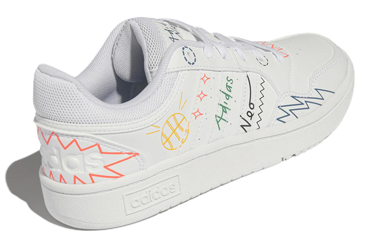 Shop adidas neo Hoops 3.0 生活方式 耐磨防滑 低筒 板鞋 女款 白色