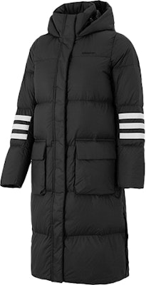 (Women) adidas Neo Long Striped Hooded Down Jacket Winter Black H18619 Buy (Women) adidas Neo Long Striped Hooded Down Jacket Winter Black H18619
