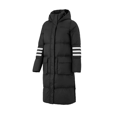 (Women) adidas Neo Long Striped Hooded Down Jacket Winter Black H18619