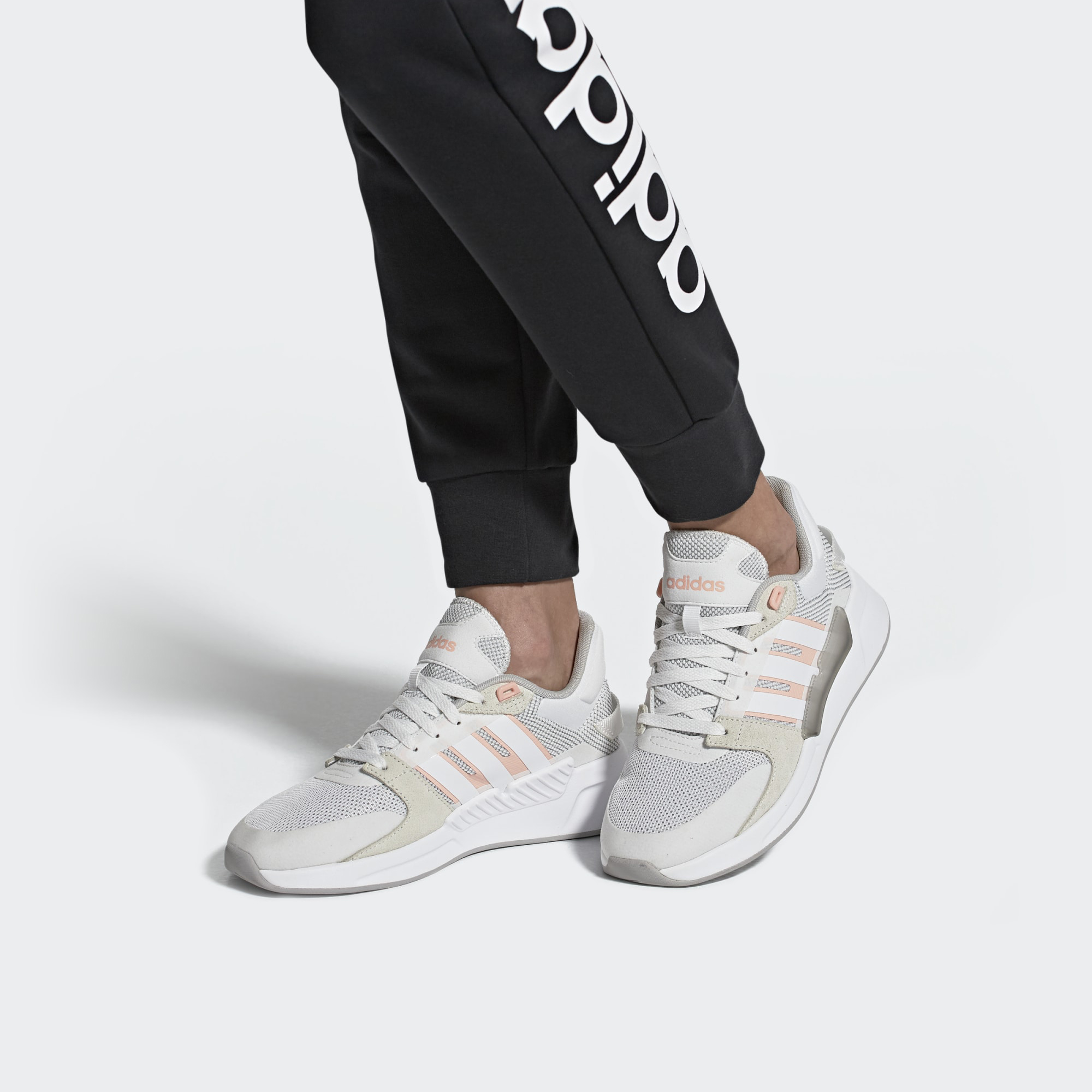 Details for adidas neo RUN 90S 防滑耐磨 低筒 跑步鞋 女款 灰白粉