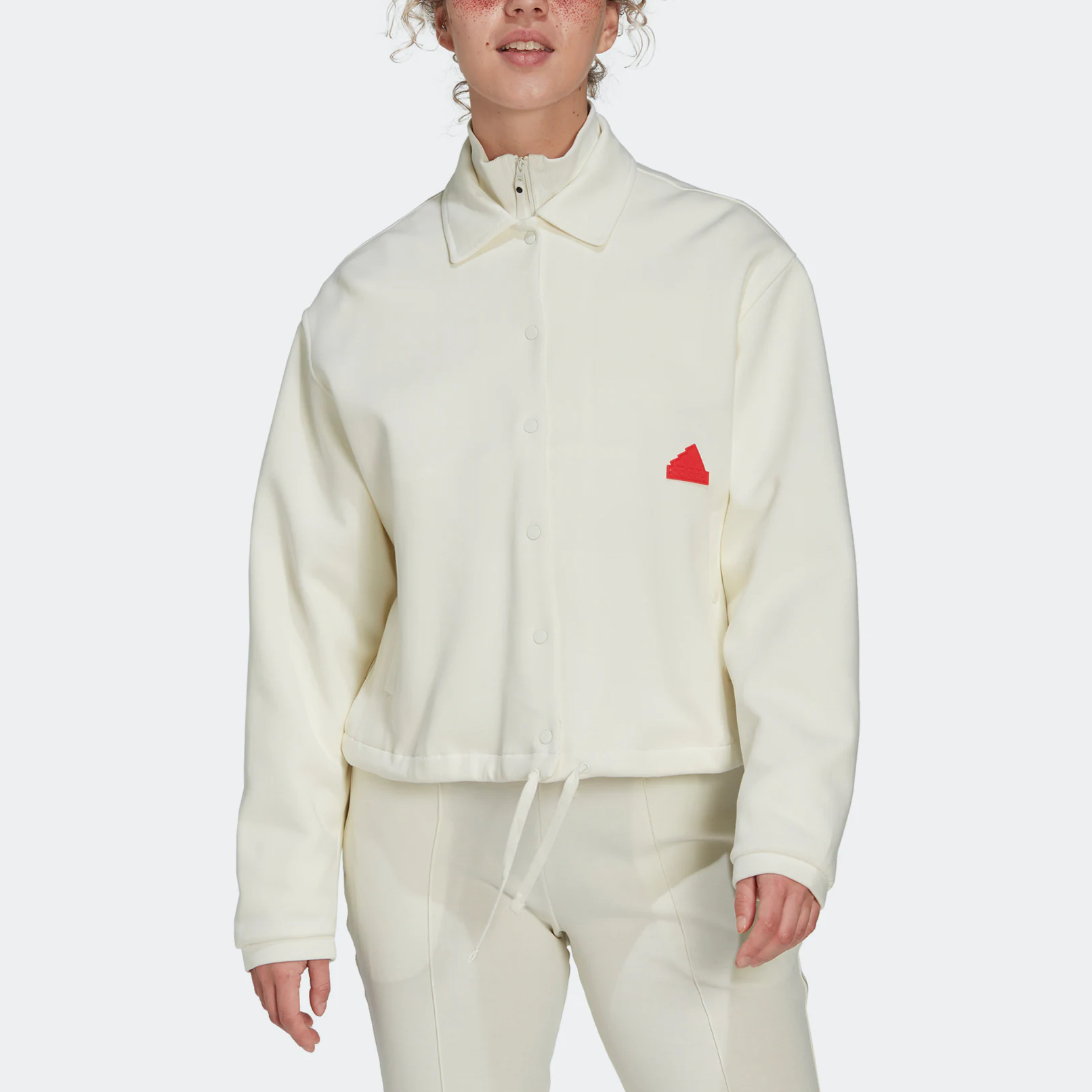 (Women) adidas New Knit CJ Single-Breasted Logo Sports Jacket - White HP1586 圖 3