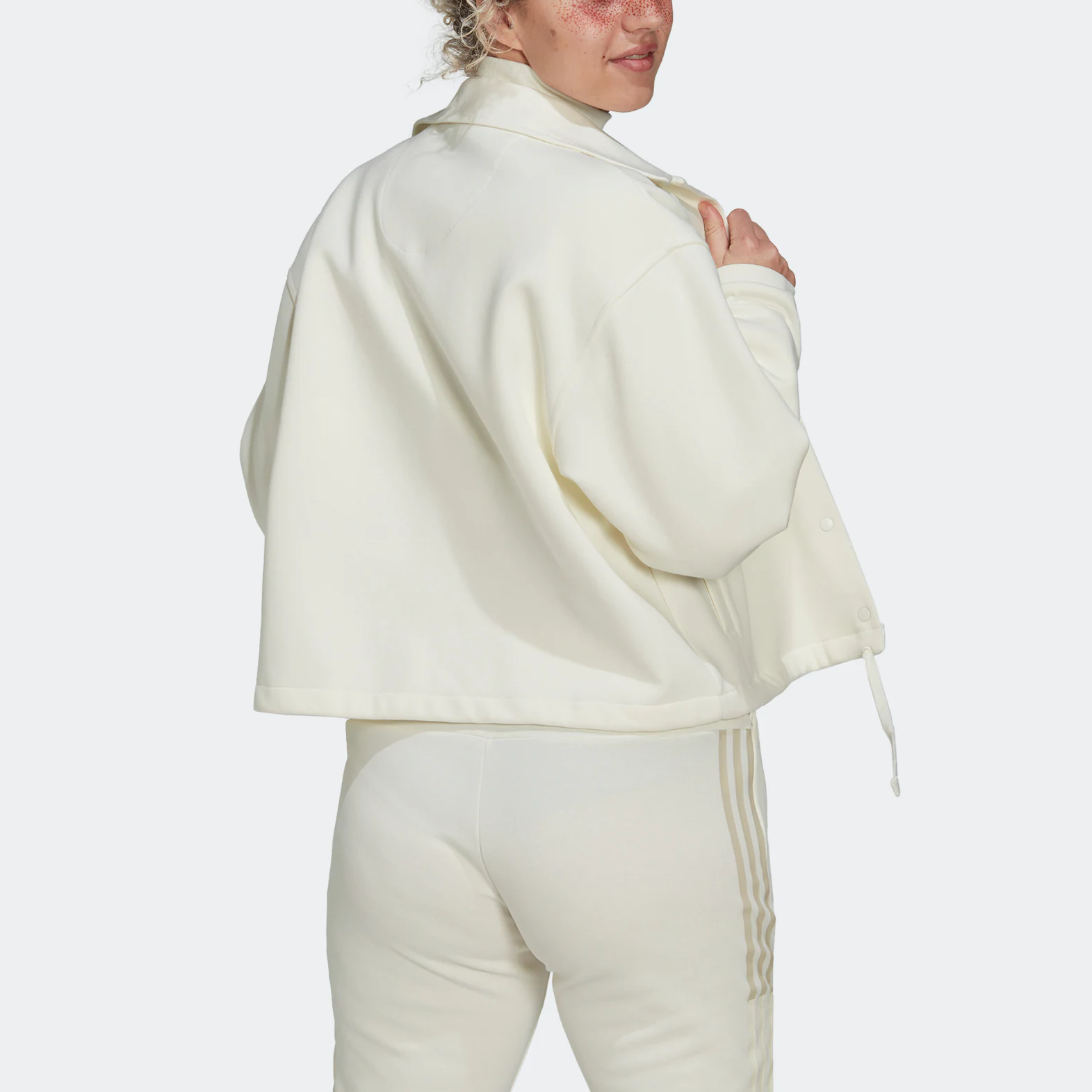 (Women) adidas New Knit CJ Single-Breasted Logo Sports Jacket - White HP1586 圖 4