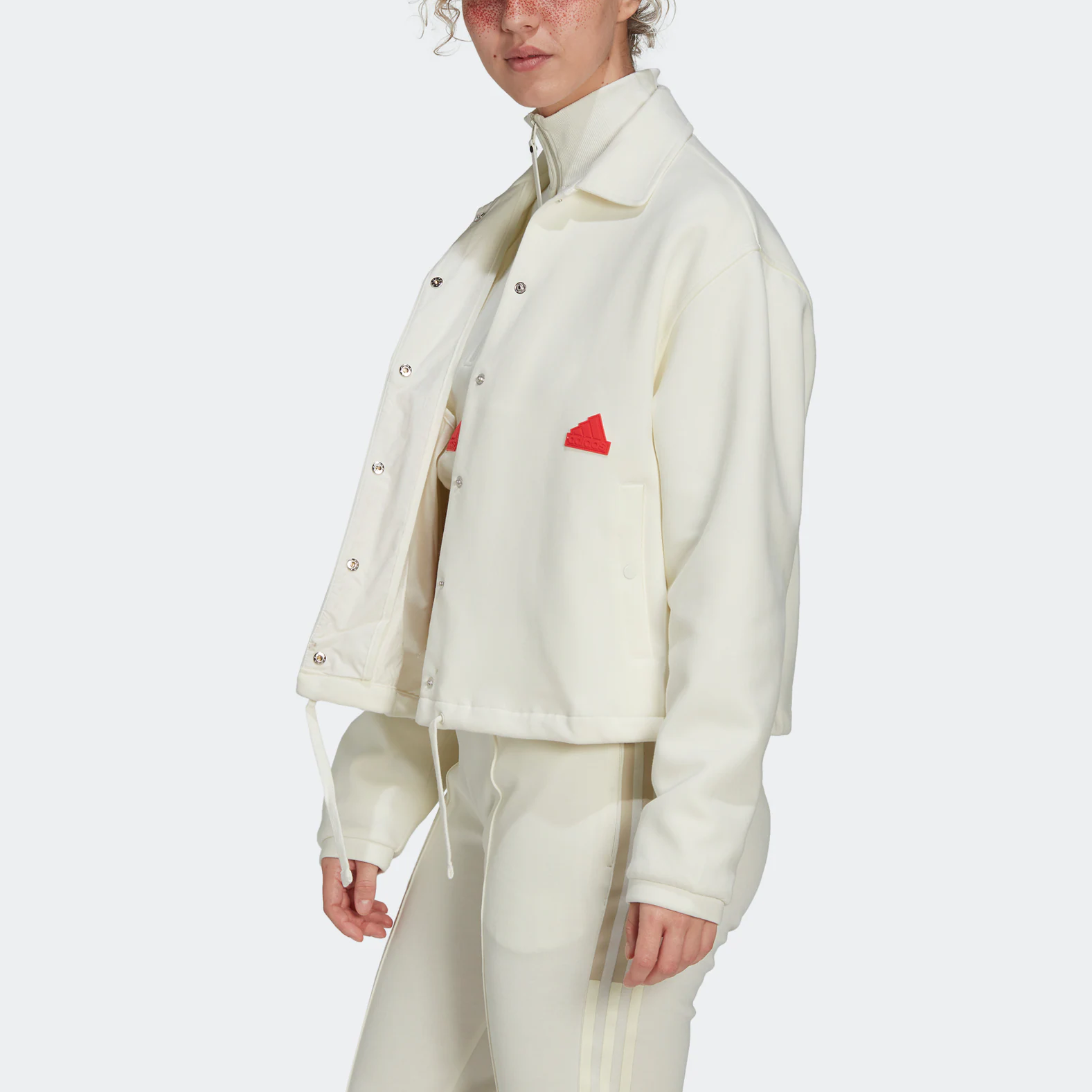 (Women) adidas New Knit CJ Single-Breasted Logo Sports Jacket - White HP1586 圖 5