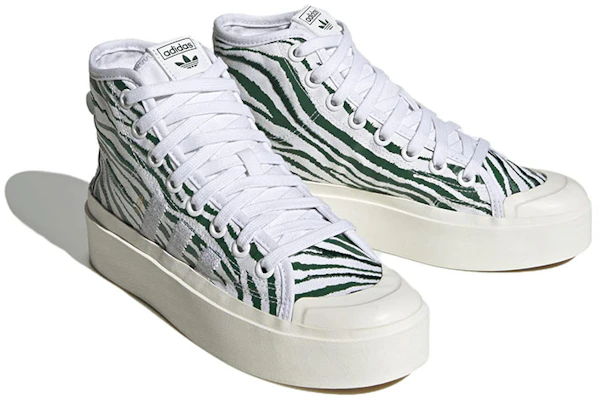 Adidas Originals NIZZA 防滑耐磨輕便 中筒 板鞋 女款 白綠 Lookbook Adidas Originals NIZZA 防滑耐磨輕便 中筒 板鞋 女款 白綠