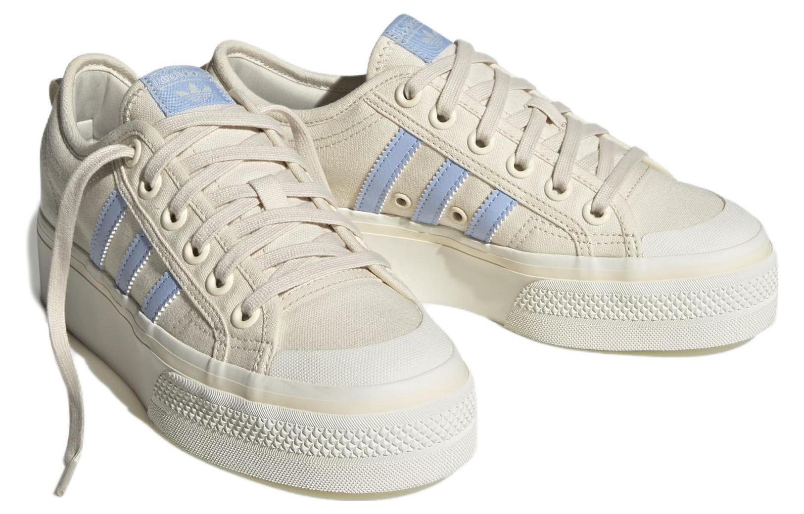 Lookbook adidas originals NIZZA 平台防滑耐磨輕便 低筒 板鞋 女款 米色