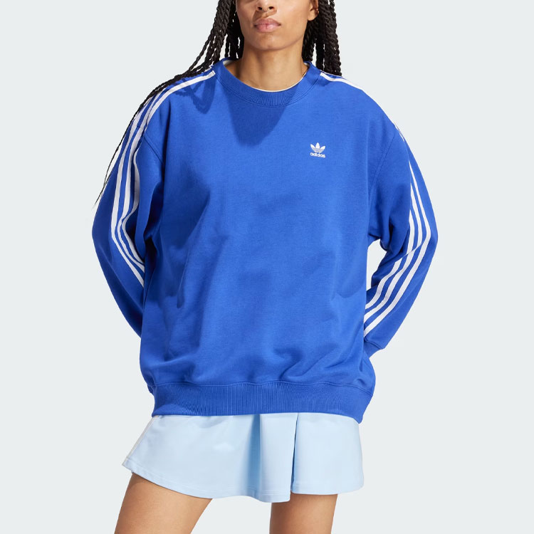 (Women) adidas Originals 3-Stripes Oversized Crew Sweatshirt Navy Blue IN8489 圖 3