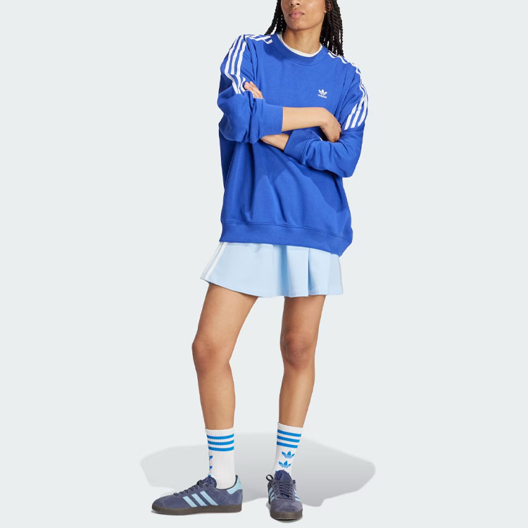 (Women) adidas Originals 3-Stripes Oversized Crew Sweatshirt Navy Blue IN8489 圖 5